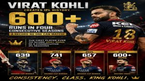 Virat Kohli Becomes First Player Ever to Score 600-Plus Runs in Four Consecutive IPL Seasons