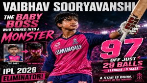 Vaibhav Sooryavanshi 97 Off 29 Balls: The 15-Year-Old Who Turned the IPL 2026 Eliminator Into His Personal Playground