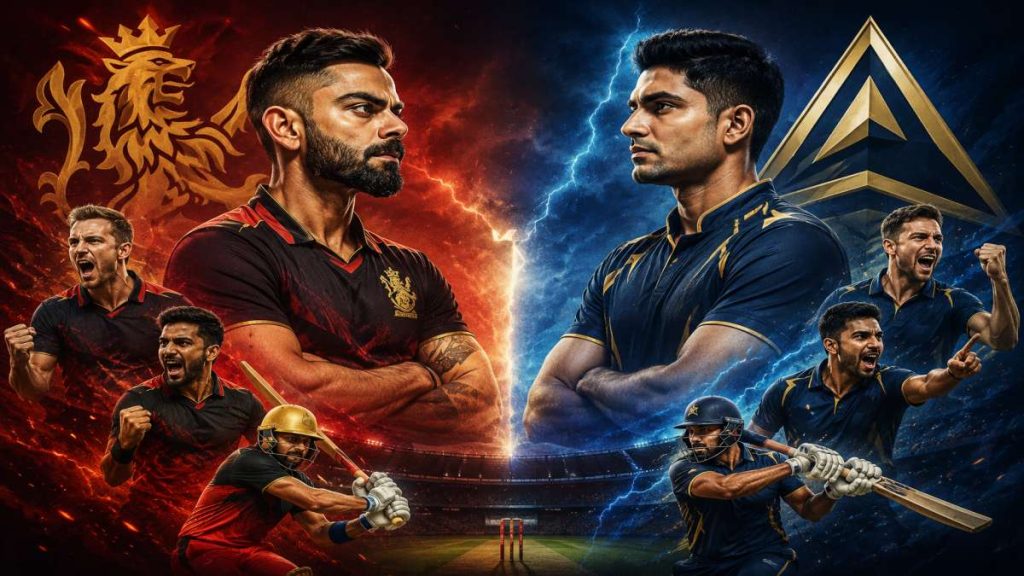 Royal Challengers Bengaluru vs Gujarat Titans clash in IPL 2026 Qualifier 1 at Dharamsala with Virat Kohli and Shubman Gill