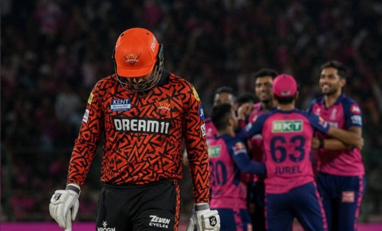 Sunrisers Hyderabad batsmen lose wickets rapidly in powerplay during IPL 2026 Eliminator against Rajasthan Royals
