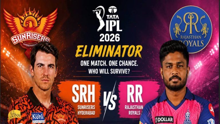 SRH and RR players clash under floodlights in IPL 2026 Eliminator at New Chandigarh stadium